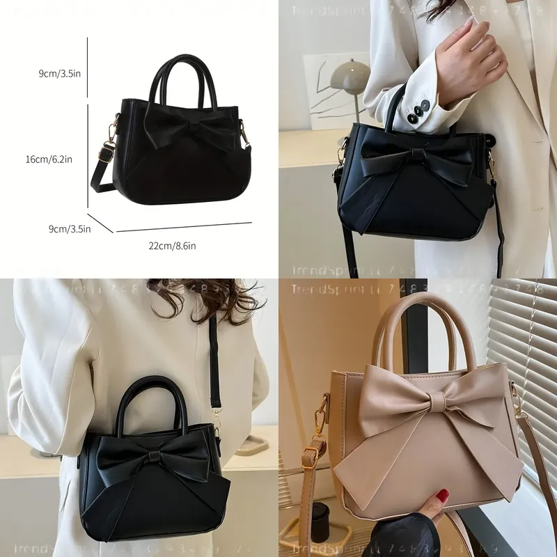 Women'S Bags Handbags - حقيبة يد أنيقة سوداء بفيونكة للنساء