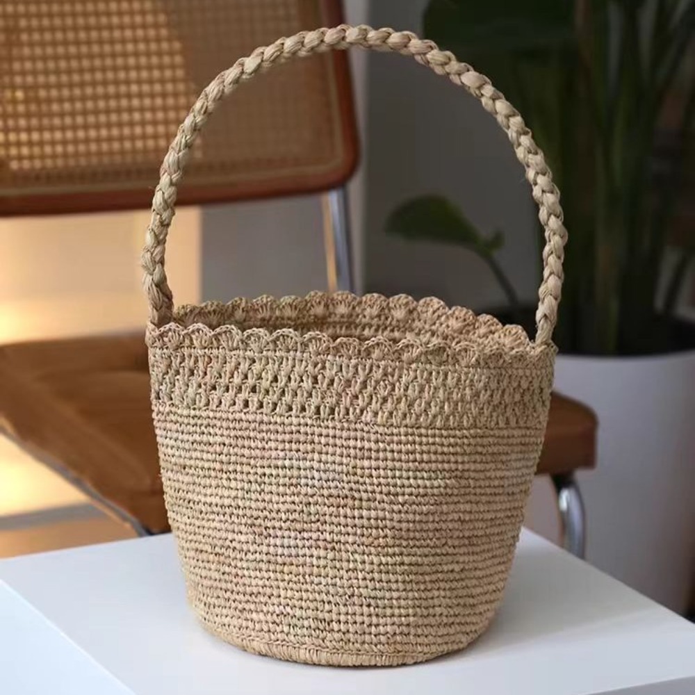 اليدوية الكروشيه القش دلو حقيب - مراجعة Women'S Raffia Bags وسعره